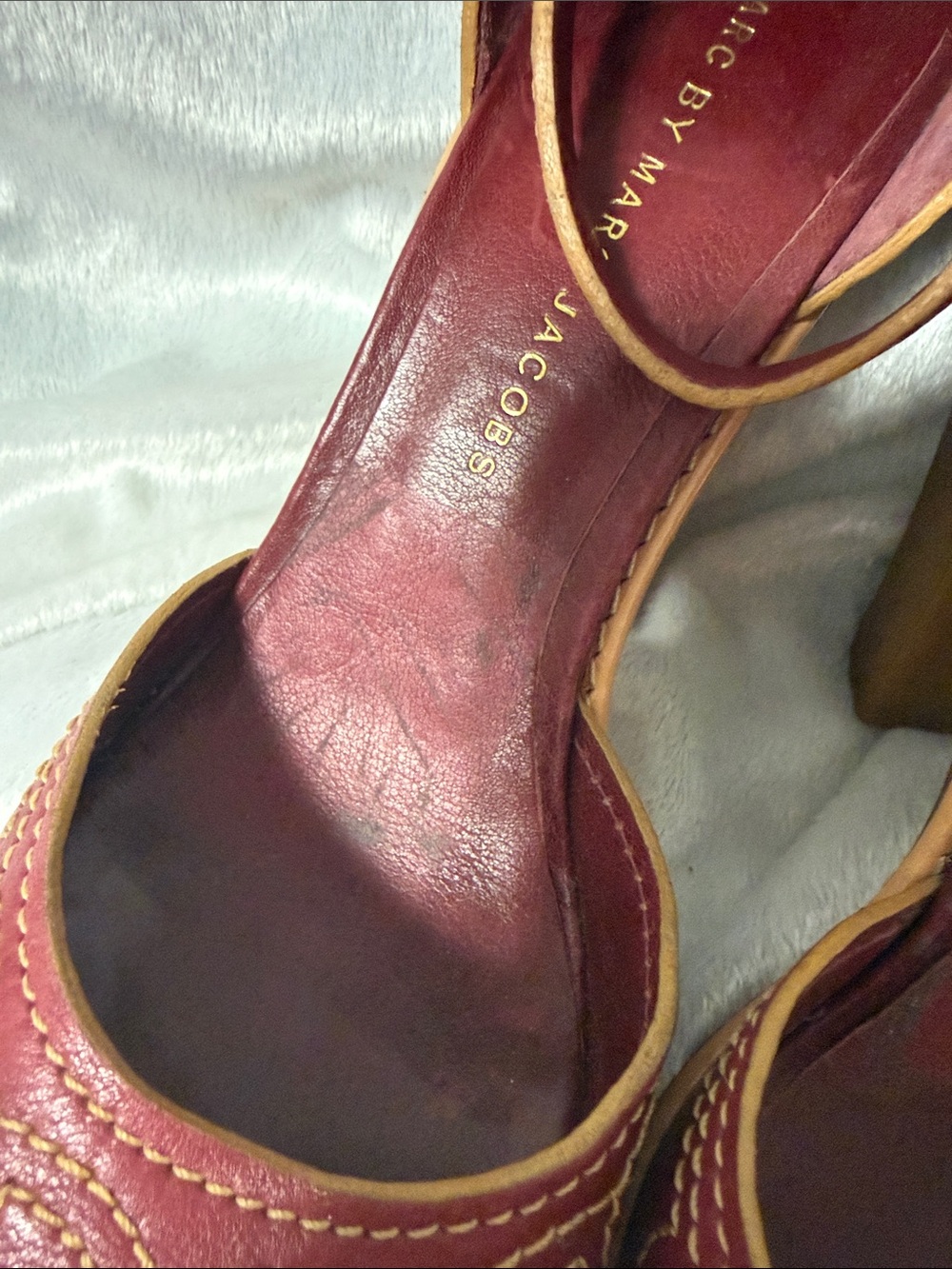 Marc By Marc Jacobs Burgundy Platform Chunky Heel Sandals - Picture 12 of 14